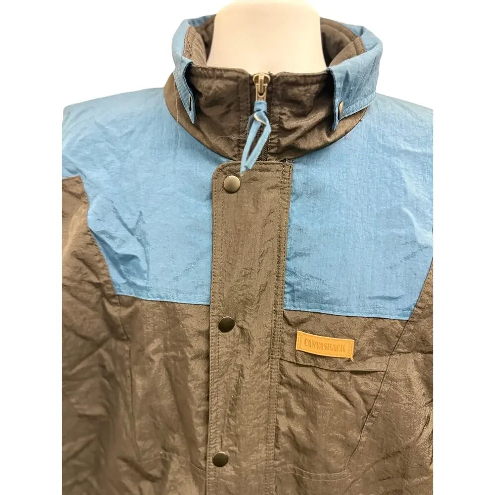VTG 90's CanvasBack Men’s M Blue/Black Tech Jacket Taiwan Made Button Zip coat - Picture 2 of 4